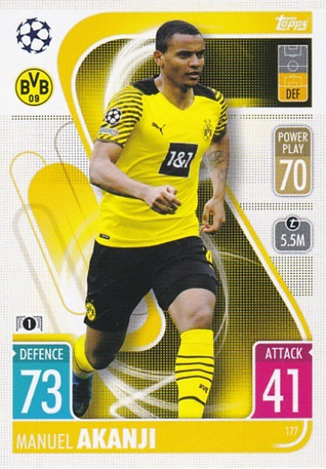 #177 Manuel Akanji (Borussia Dortmund) - Topps Match Attax 2021/22