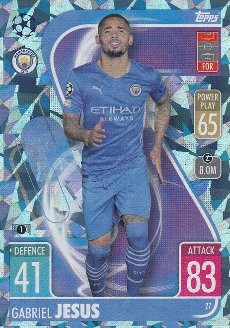 #027 Gabriel Jesus (Manchester City) - CRYSTAL PARALLEL - Topps Match Attax 2021/22