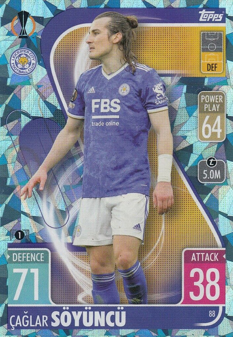 #088 Caglar Soyuncu (Leicester City) - CRYSTAL PARALLEL - Topps Match Attax 2021/22