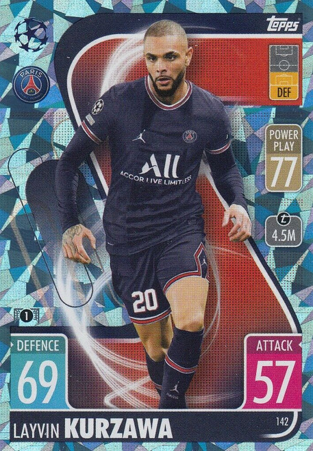 #142 Layvin Kurzawa (PSG) - CRYSTAL PARALLEL - Topps Match Attax 2021/22