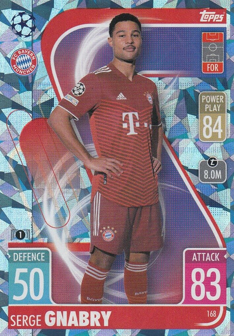 #168 Serge Gnabry (Bayern Munich) - CRYSTAL PARALLEL - Topps Match Attax 2021/22