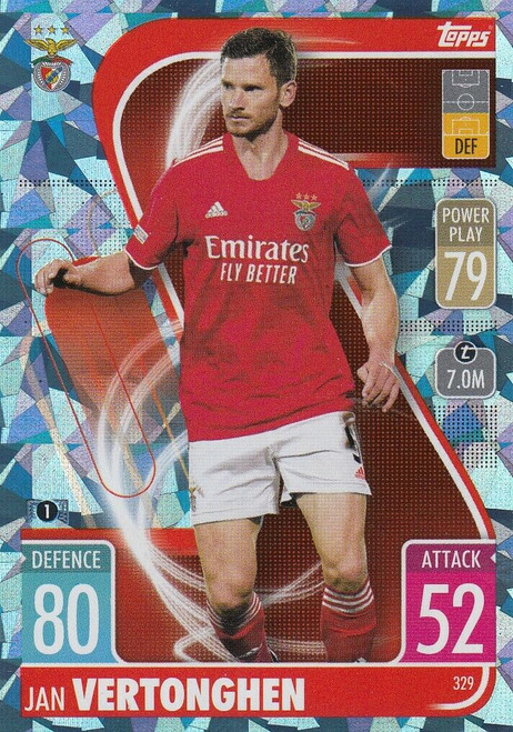 #329 Jan Vertonghen (Benfica) - CRYSTAL PARALLEL - Topps Match Attax 2021/22