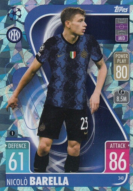 #340 Nicolo Barella (Inter Milan) - CRYSTAL PARALLEL - Topps Match Attax 2021/22