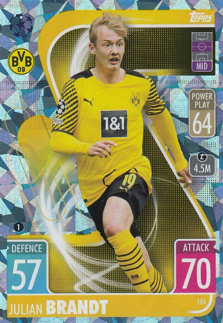 #184 Julian Brandt (Borussia Dortmund) - CRYSTAL PARALLEL - Topps Match Attax 2021/22