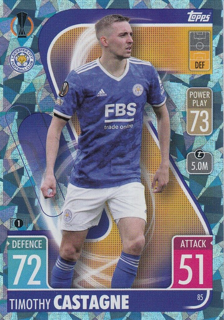 #085 Timothy Castagne (Leicester City) - CRYSTAL PARALLEL - Topps Match Attax 2021/22