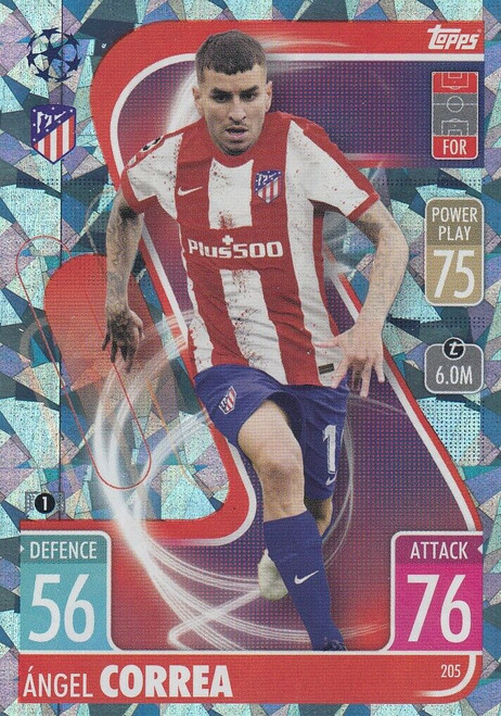 #205 Angel Correa (Atletico Madrid) - CRYSTAL PARALLEL - Topps Match Attax 2021/22