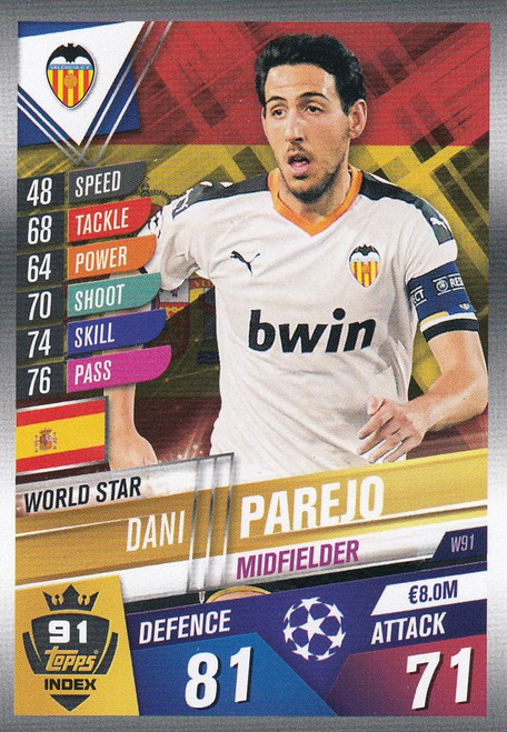 #W91 Dani Parejo (Valencia CF) Match Attax 101 2019/20