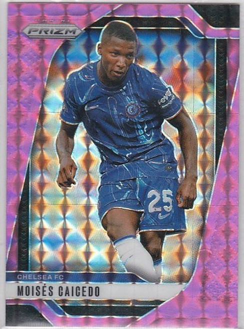 #102 Moises Caicedo (Chelsea) - PINK MOSAIC PARALLEL - Panini Prizm Premier League 2024/25