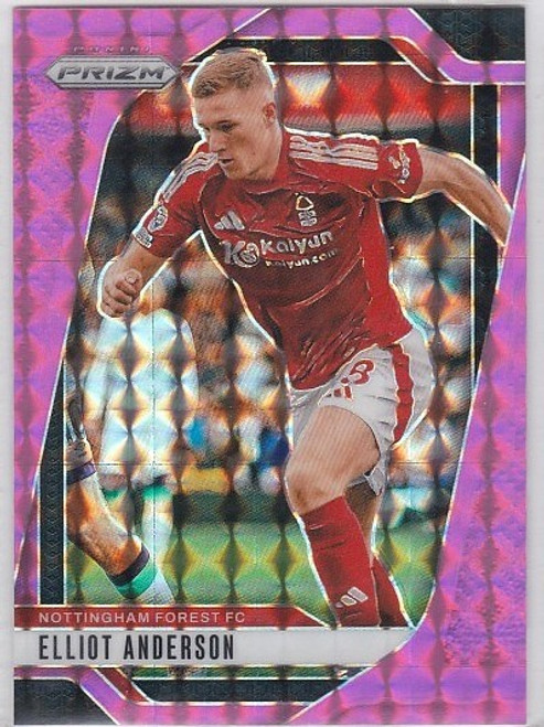 #259 Elliot Anderson (Nottingham Forest) - PINK MOSAIC PARALLEL - Panini Prizm Premier League 2024/25
