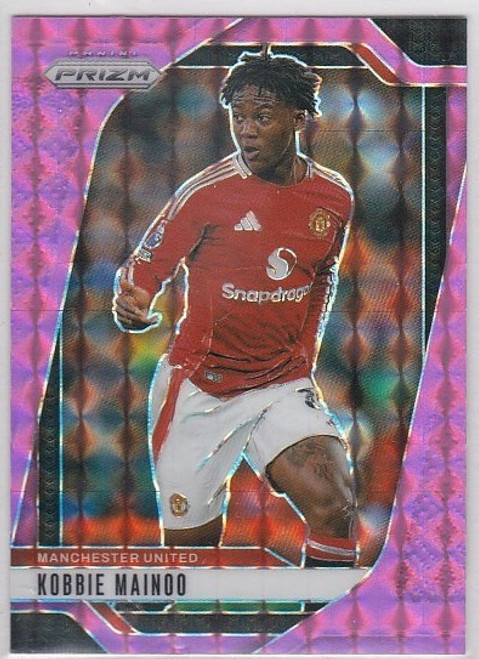 #124 Kobbie Mainoo (Manchester United) - PINK MOSAIC PARALLEL - Panini Prizm Premier League 2024/25