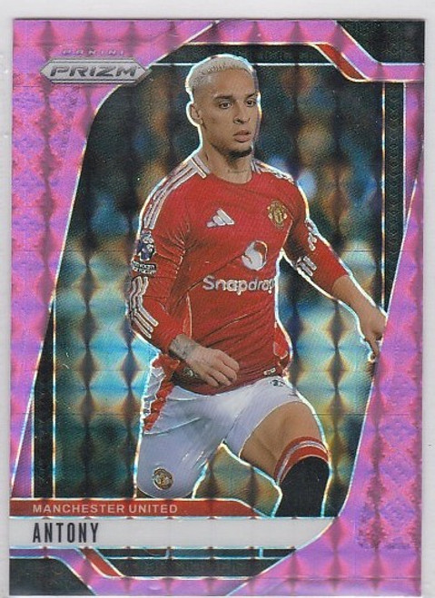#137 Antony (Manchester United) - PINK MOSAIC PARALLEL - Panini Prizm Premier League 2024/25