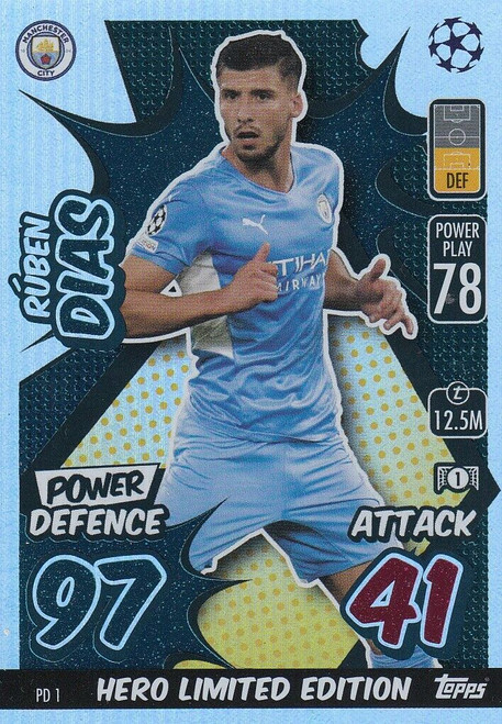 PD1 - Ruben Dias (Manchester City) - HERO LIMITED EDITION - Topps Match Attax Extra 2021/22