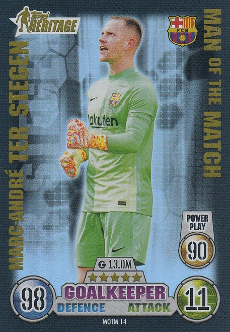 MOTM014 - Marc-Andre Ter Stegen (Barcelona) - MAN OF THE MATCH - Topps Match Attax Extra 2021/22