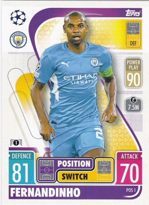 POS1 - Fernandinho (Manchester City) - POSITION SWITCH - Topps Match Attax Extra 2021/22