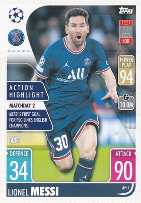 AH007 - Lionel Messi (PSG) - ACTION HIGHLIGHT - Topps Match Attax Extra 2021/22