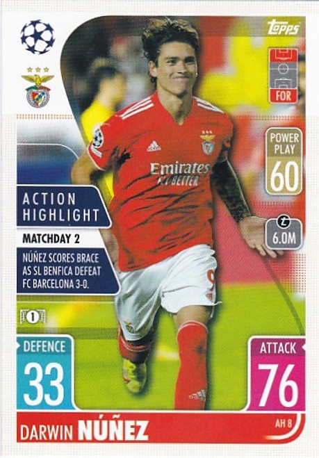 AH008 - Darwin Nunez (Benfica) - ACTION HIGHLIGHT - Topps Match Attax Extra 2021/22