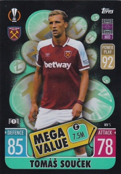 MV005 - Tomas Soucek (West Ham United) - MEGA VALUE - Topps Match Attax Extra 2021/22