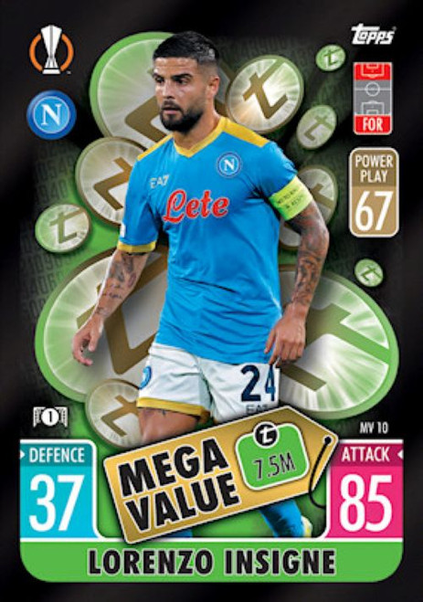MV010 - Lorenzo Insigne (Napoli) - MEGA VALUE - Topps Match Attax Extra 2021/22
