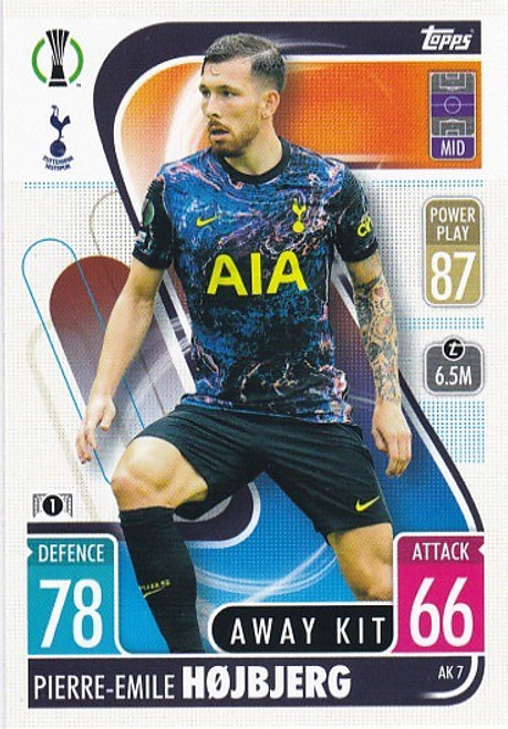 AK007 - Pierre-Emile Hojbjerg (Tottenham) - AWAY KIT - Topps Match Attax Extra 2021/22