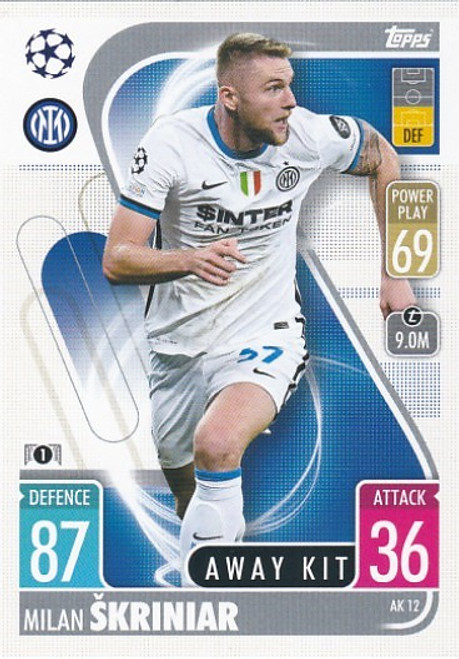 AK012 - Milan Skriniar (Inter Milan) - AWAY KIT - Topps Match Attax Extra 2021/22