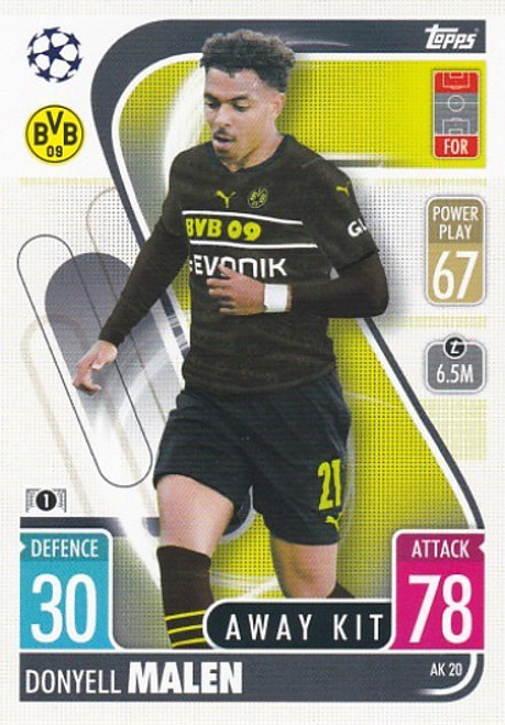 AK020 - Donyell Malen (Borussia Dortmund) - AWAY KIT - Topps Match Attax Extra 2021/22