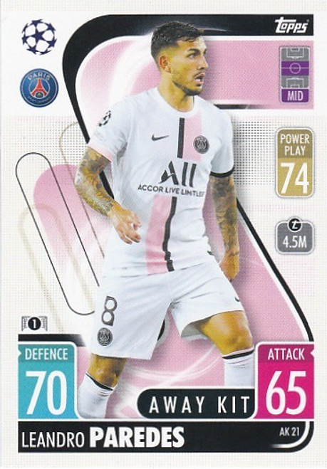 AK021 - Leandro Paredes (PSG) - AWAY KIT - Topps Match Attax Extra 2021/22