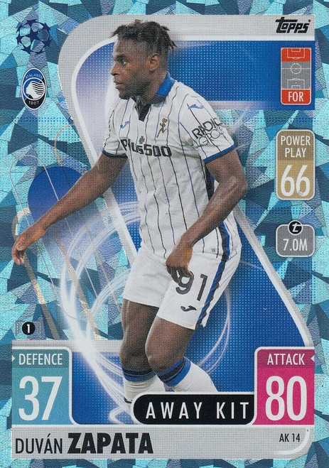 AK014 - Duvan Zapata (Atalanta) - AWAY KIT (CRYSTAL PARALLEL) - Topps Match Attax Extra 2021/22