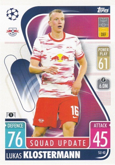 SU040 - Lukas Klostermann (RB Leipzig) - SQUAD UPDATE - Topps Match Attax Extra 2021/22