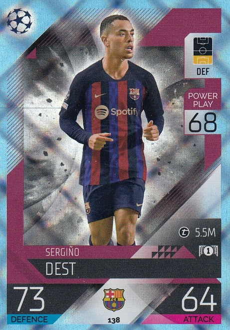 #138 Sergino Dest (Barcelona) - CRYSTAL PARALLEL - Topps Match Attax 2022/23