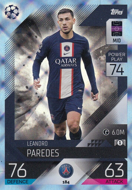 #184 Leandro Paredes (PSG) - CRYSTAL PARALLEL - Topps Match Attax 2022/23