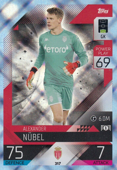 #317 Alexander Nubel (Monaco) - CRYSTAL PARALLEL - Topps Match Attax 2022/23