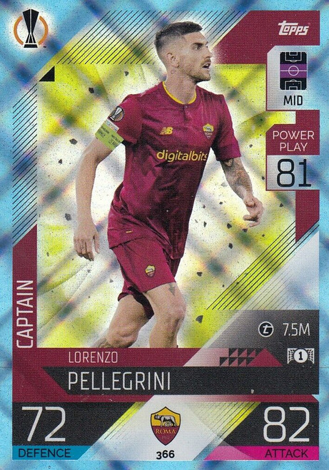 #366 Lorenzo Pellegrini (Roma) - CRYSTAL PARALLEL - Topps Match Attax 2022/23