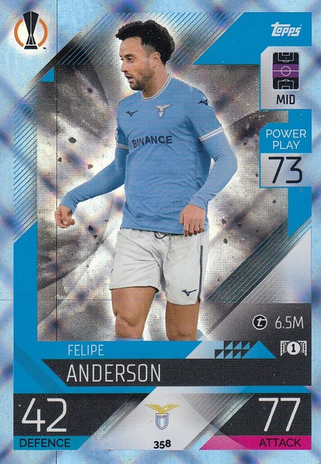 #358 Felipe Anderson (Lazio) - CRYSTAL PARALLEL - Topps Match Attax 2022/23