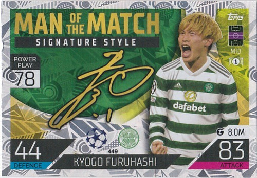 #449 Kyogo Furuhashi (Celtic) - MAN OF THE MATCH SIGNATURE STYLE - Topps Match Attax 2022/23