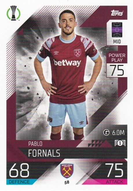 #058 Pablo Fornals (West Ham United) - Topps Match Attax 2022/23