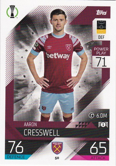 #050 Aaron Cresswell (West Ham United) - Topps Match Attax 2022/23