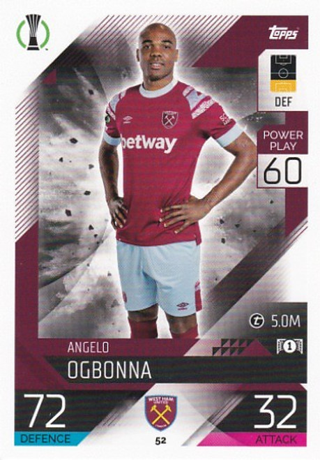 #052 Angelo Ogbonna (West Ham United) - Topps Match Attax 2022/23