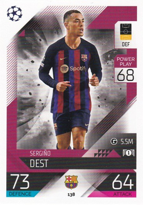 #138 Sergino Dest (Barcelona) - Topps Match Attax 2022/23