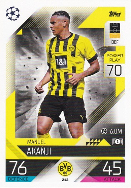 #212 Manuel Akanji (Borussia Dortmund) - Topps Match Attax 2022/23