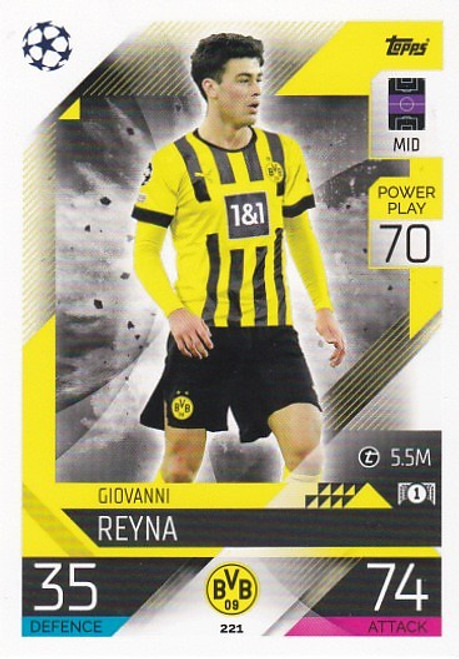 #221 Giovanni Reyna (Borussia Dortmund) - Topps Match Attax 2022/23