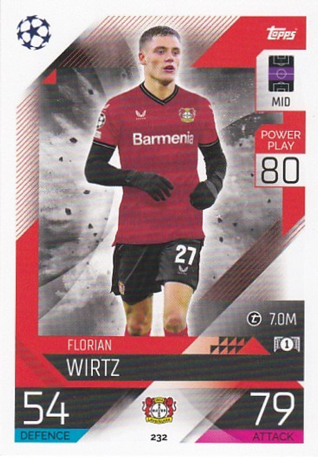 #232 Florian Wirtz (Bayer Leverkusen) - Topps Match Attax 2022/23