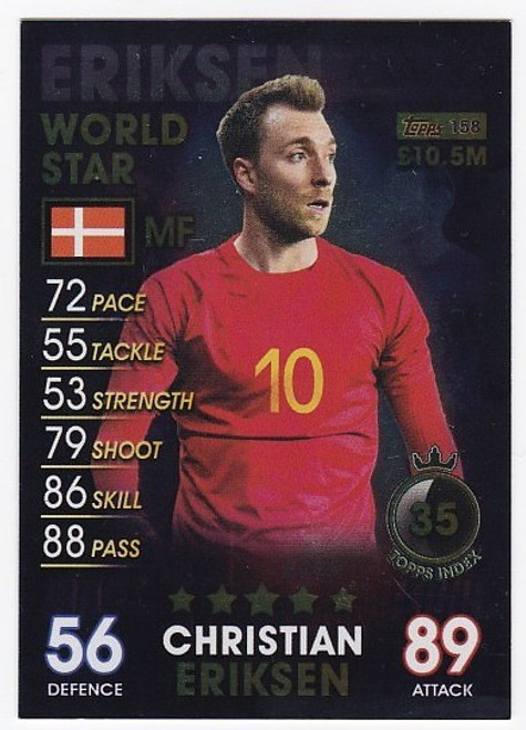 #158 Christian Eriksen (Denmark) - WORLD STAR - Topps Match Attax 101 2019