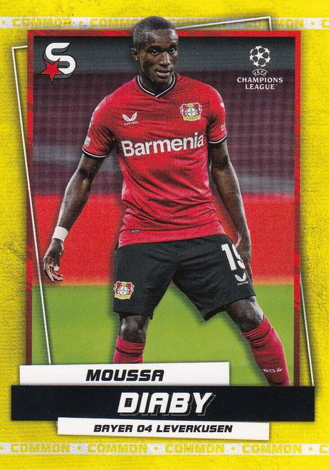 #114 Moussa Diaby (Bayer Leverkusen) - YELLOW PARALLEL (COMMON - IMAGE VARIATION) - Topps Superstars 2022/23