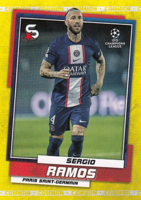 #130 Sergio Ramos (PSG) - YELLOW PARALLEL (COMMON - IMAGE VARIATION) - Topps Superstars 2022/23