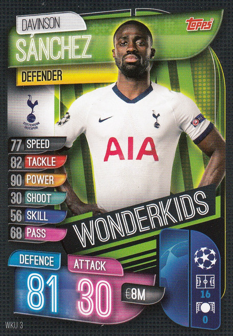 #WKU3 Davinson Sanchez (Tottenham Hotspur) Match Attax Champions League 2019/20 WONDERKIDS