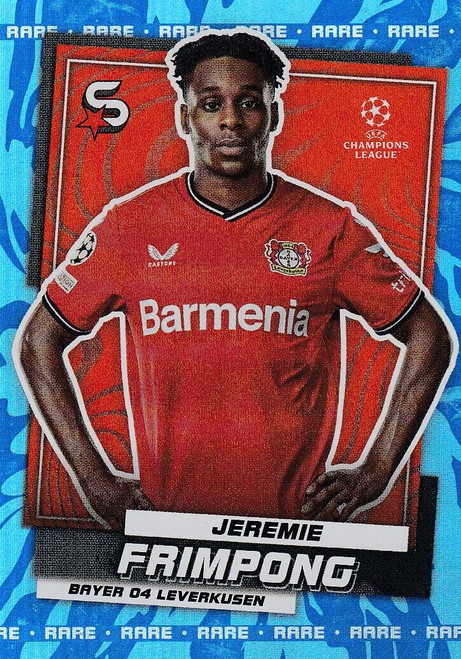 #112 Jeremie Frimpong (Bayer Leverkusen) - BLUE PARALLEL (RARE) - Topps Superstars 2022/23