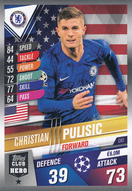 #CH3 Christian Pulisic (Chelsea FC) Match Attax 101 2019/20 CLUB HEROES