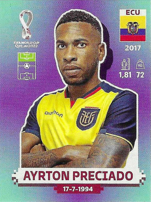 ECU19 - Ayrton Preciado (Ecuador) - Panini World Cup 2022 - Sticker