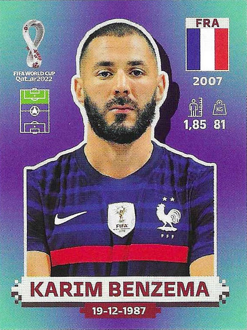 FRA016 - Karim Benzema (France) - Panini World Cup 2022 - Sticker