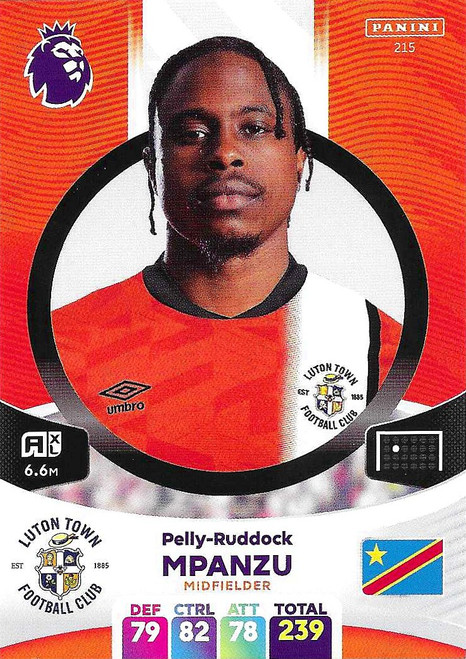 #215 Pelly-Ruddock Mpanzu (Luton Town) Panini Adrenalyn XL Premier League 2024